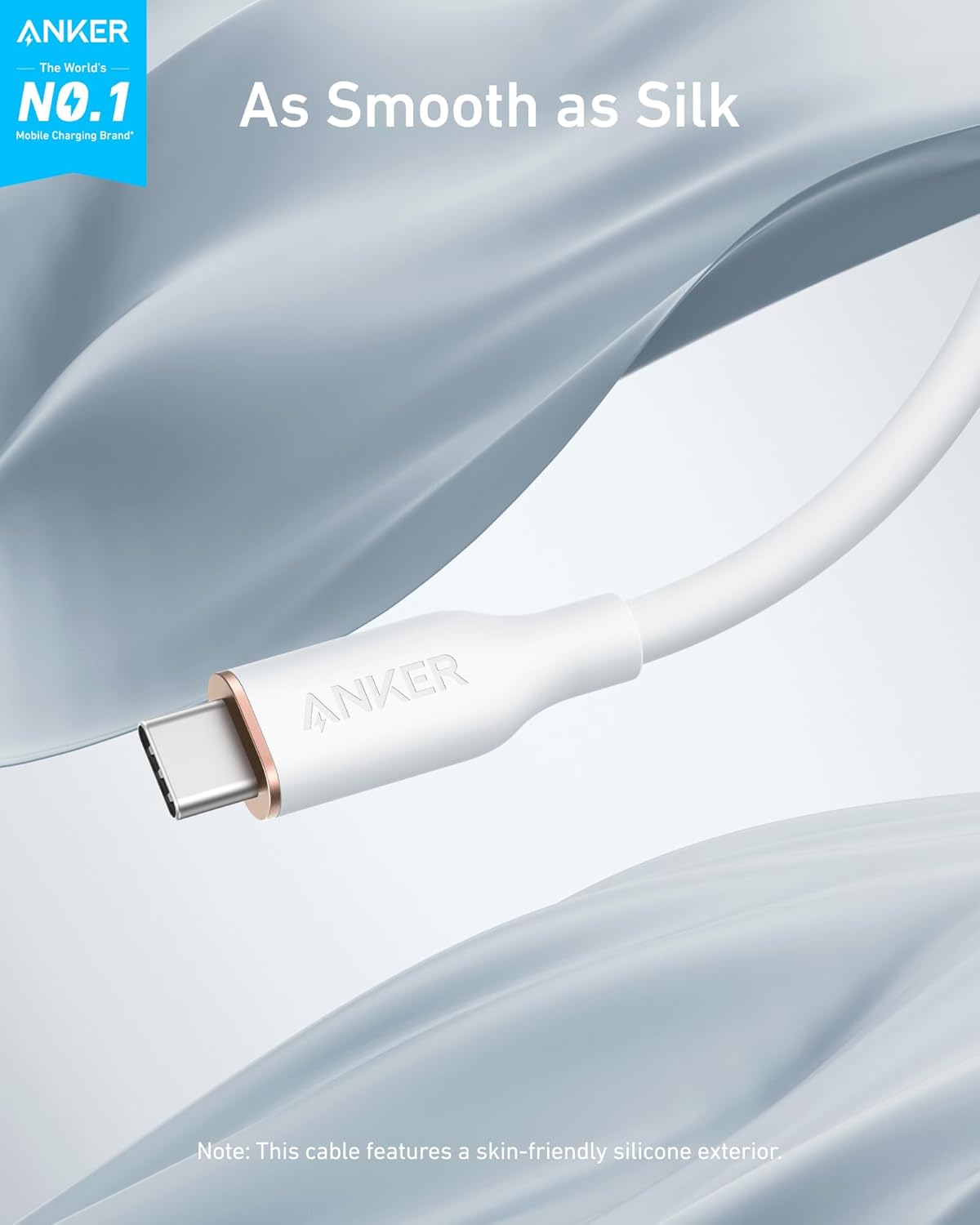Anker 643 USB-C to USB-C Cable (Flow, Silicone, 240W, 2-Pack, Midnight Black)