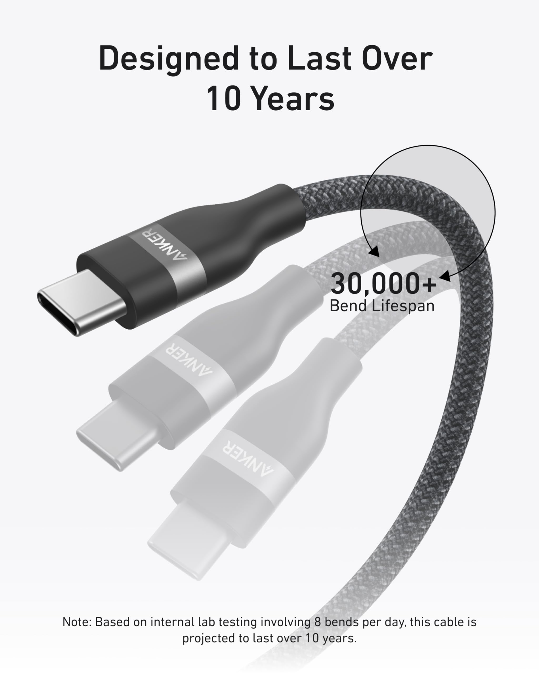 Anker cable with strong braided exterior for long-lasting durability