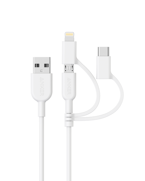 Anker 321 USB-A to Lightning Cable (3 ft 3-in-1)